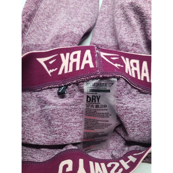 Gymshark Flex Mid Rise Waist Spellout Leggings Claret Marl Pink Size Small - Picture 4 of 5